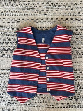 Vintage Striped Red & Blue Button vest